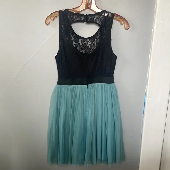 Wet Seal Size 5 black cut out lace top blue tulle Y2K dress whimsigoth fairy - Picture 4 of 7